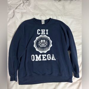 CHI OMEGA Navy Blue Oversized College Sweater